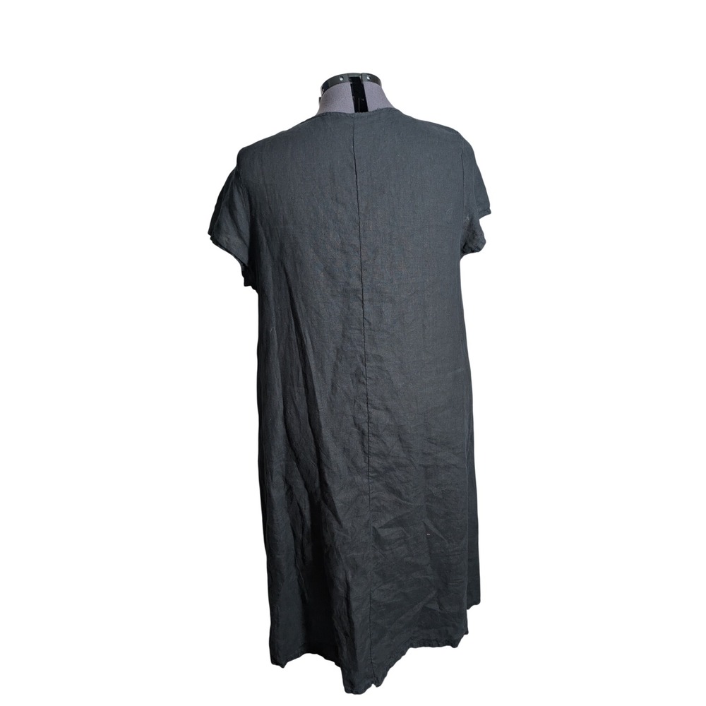 Vintage Bryn Walker Linen Black Midi Dress Lagenlook Whimsigoth XL - Picture 3 of 6
